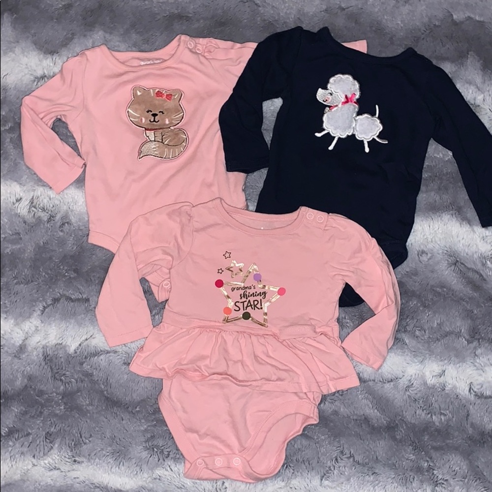🌹Garanimals 3 pack infant girl LS bodysuits 12M